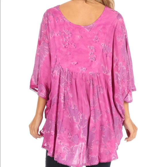 Tie Dye Lace/Sequin Embroidered Tunic or Cover Up. - Picture 8 of 9
